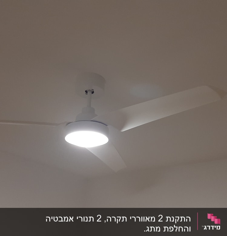 מאוורר תקרה עם תאורה דולקת